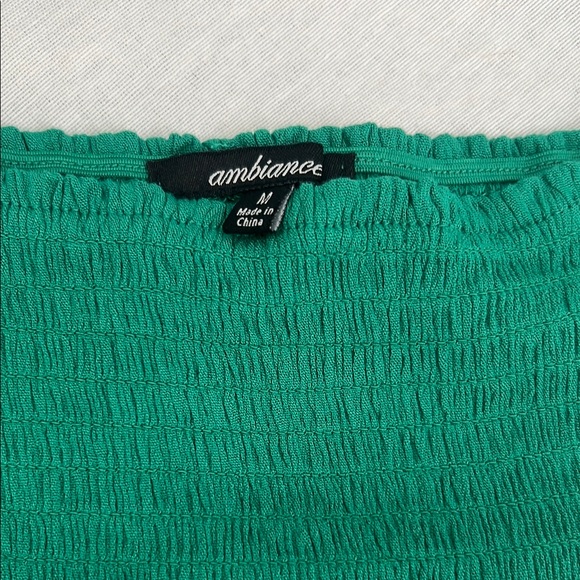 Ambiance Green Off-Shoulder Crop Top - Picture 2 of 5